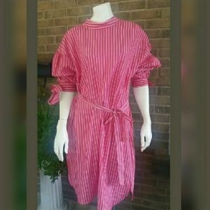 Pink and White Striped T-shirt Dress Who What wear